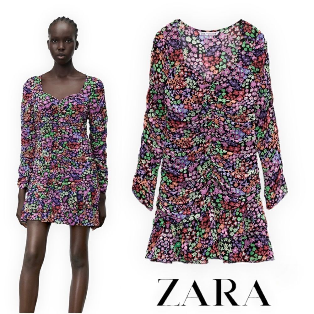 ZARA | Multicolored | FLORAL PRINT DRAPED DRESS